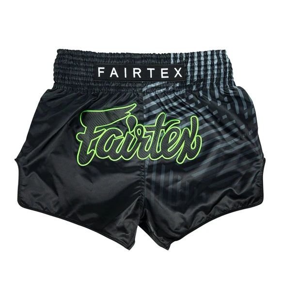 Fairtex BS1924 Muay Thai Shorts Racer - Black/Green