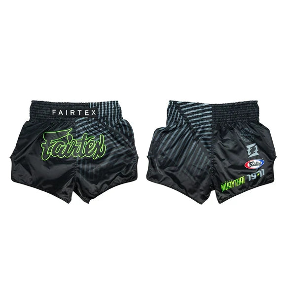 Fairtex BS1924 Muay Thai Shorts Racer - Black/Green
