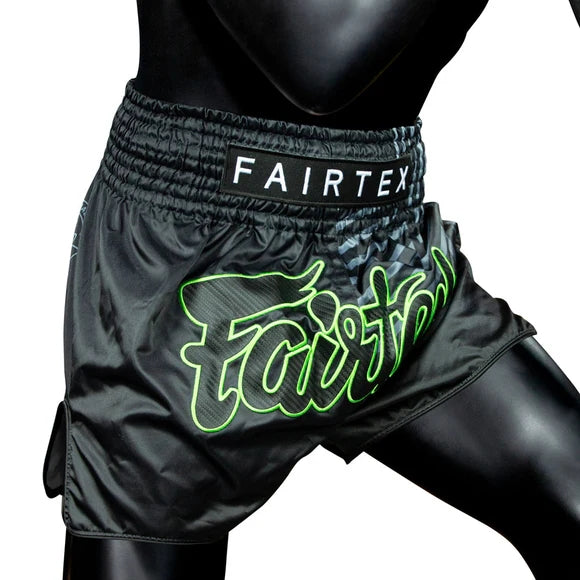Fairtex BS1924 Muay Thai Shorts Racer - Black/Green