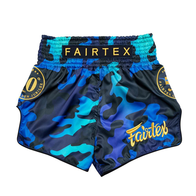 Fairtex BS1916 Muay Thai Shorts - Golden Jubilee Luster - camo blue