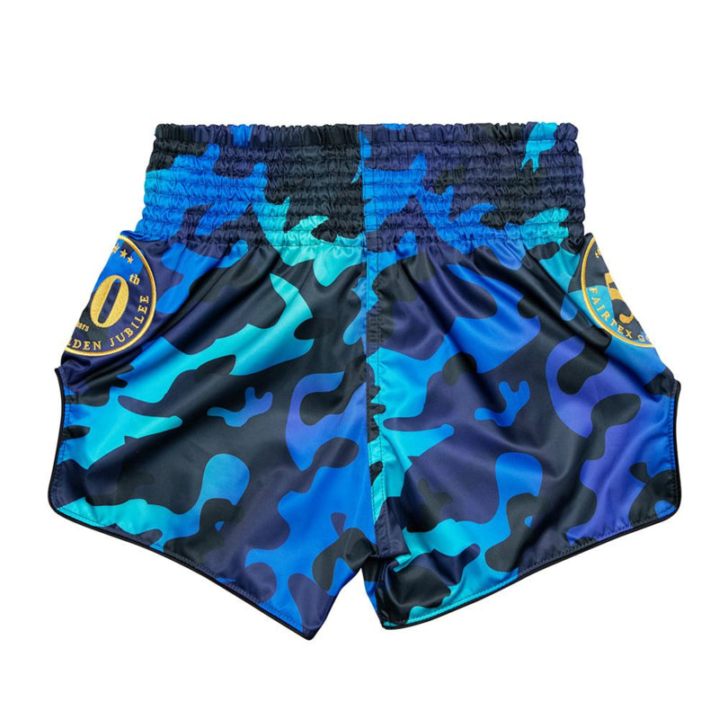Fairtex BS1916 Muay Thai Shorts - Golden Jubilee Luster - camo blue