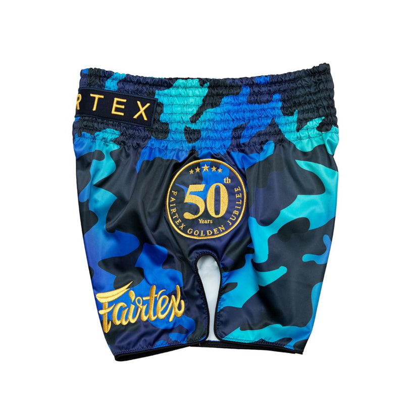 Fairtex BS1916 Muay Thai Shorts - Golden Jubilee Luster - camo blue