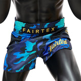 Fairtex BS1916 Muay Thai Shorts - Golden Jubilee Luster - camo blue