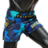 Fairtex BS1916 Muay Thai Shorts - Golden Jubilee Luster - camo blue