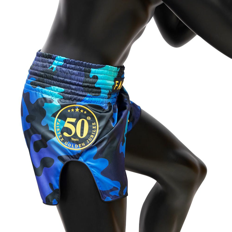 Fairtex BS1916 Muay Thai Shorts - Golden Jubilee Luster - camo blue