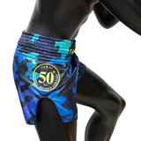 Fairtex BS1916 Muay Thai Shorts - Golden Jubilee Luster - camo blue