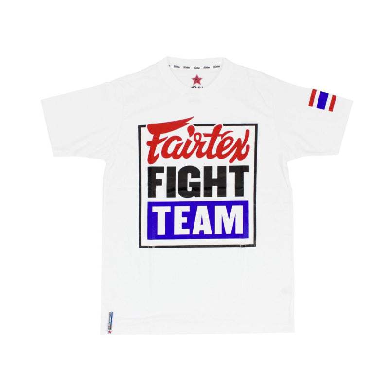 Fairtex Fight Team T-Shirt - White - Print Red/Black/Blue