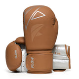 Flow Progress Boxing Gloves - multi-layer foam - matte Brown/Silver cowhide