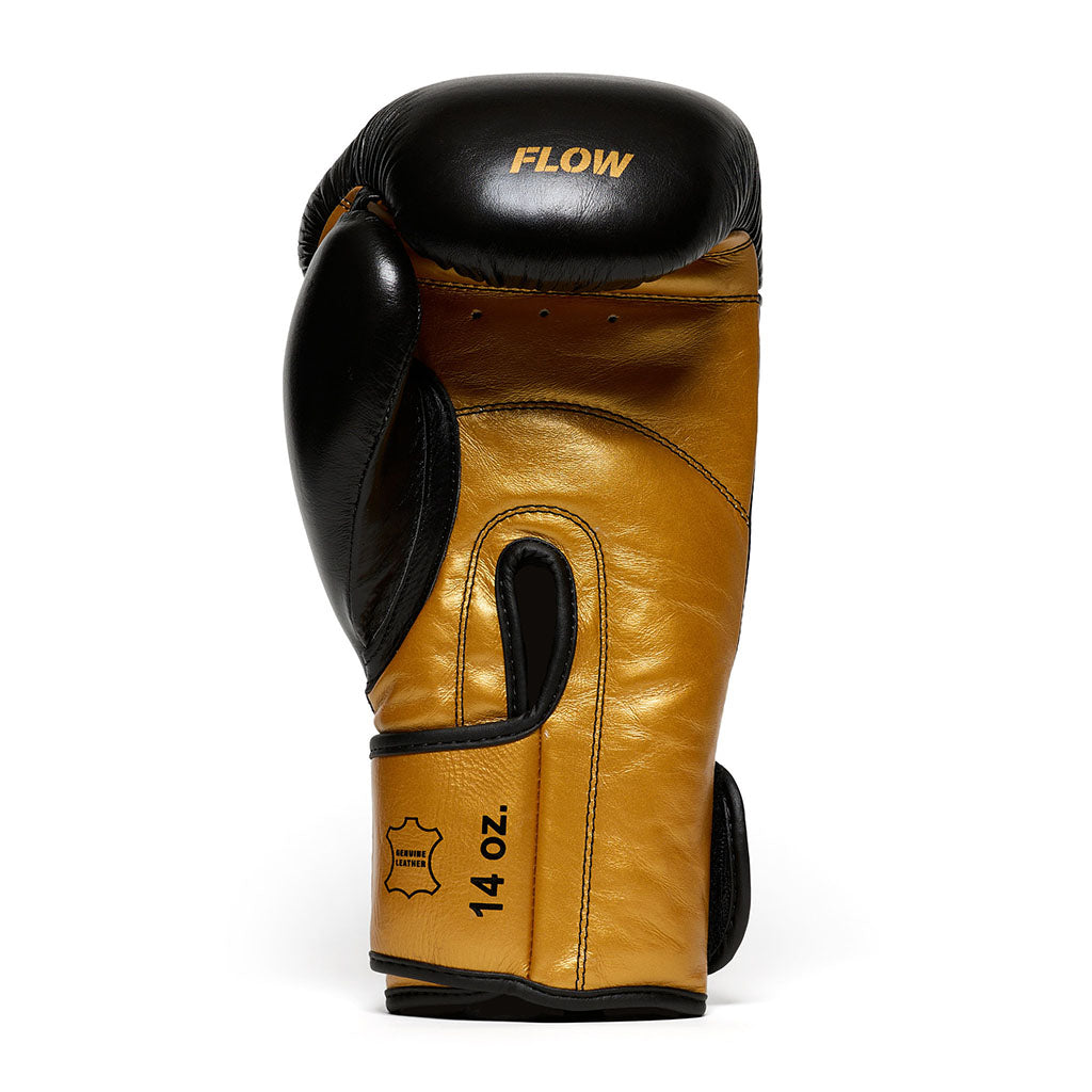 Flow Progress Boxing Gloves - multi-layer foam - Black/Gold cowhide