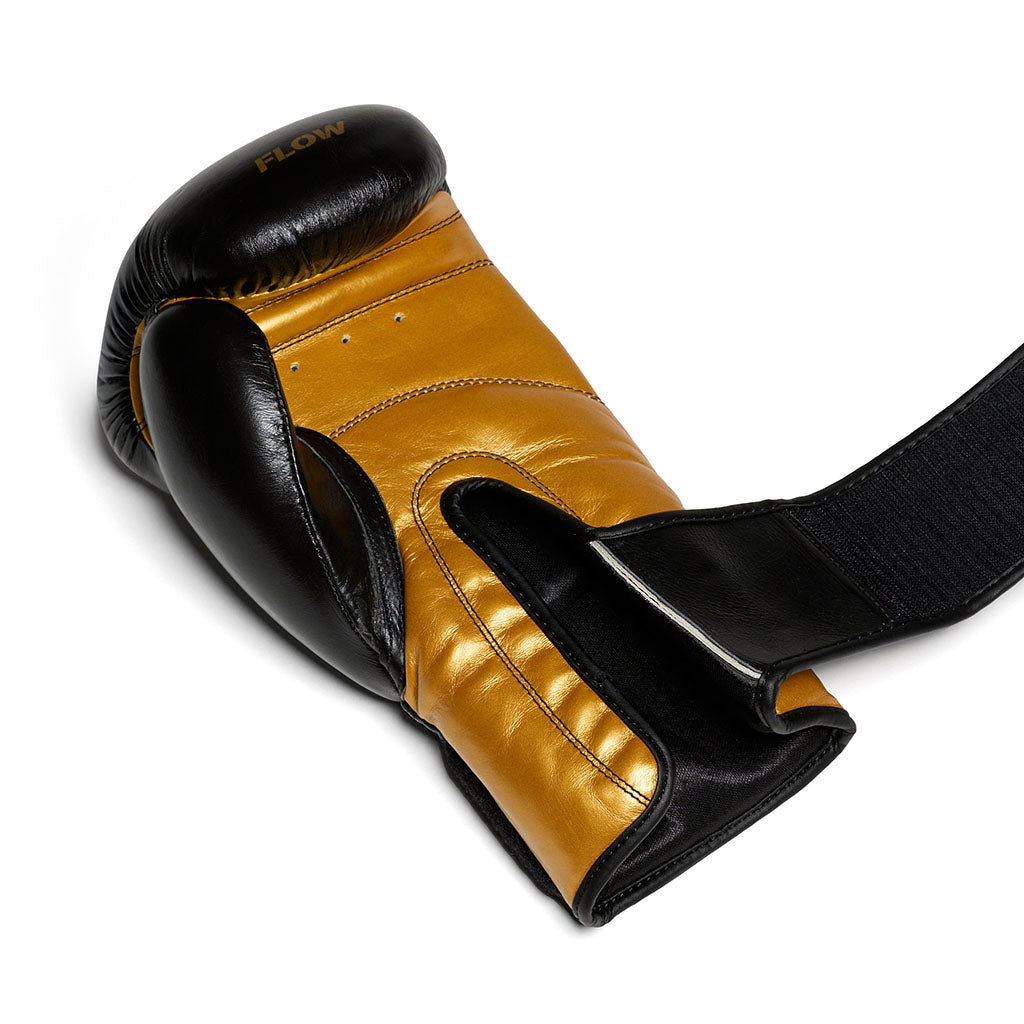 Flow Progress Boxing Gloves - multi-layer foam - Black/Gold cowhide