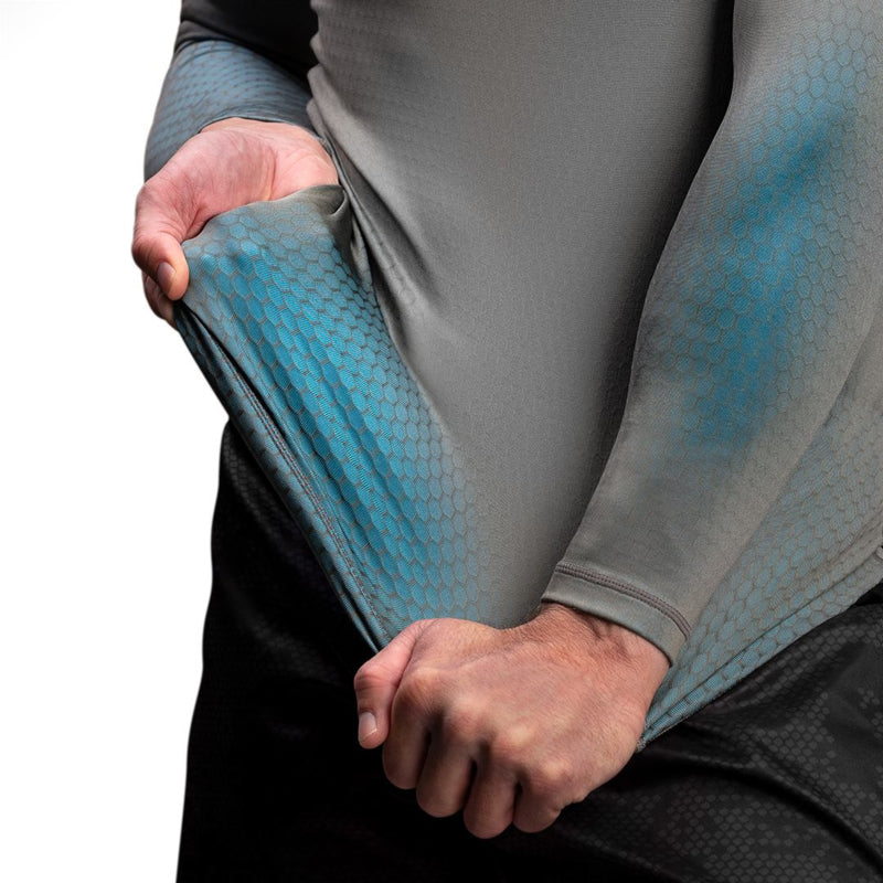 Hayabusa Fusion Long Sleeve Rashguard - Grijs / Aquablauw