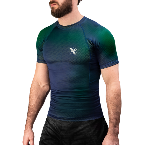 Hayabusa Fusion Short Sleeve Rashguard - Blauw / Groen