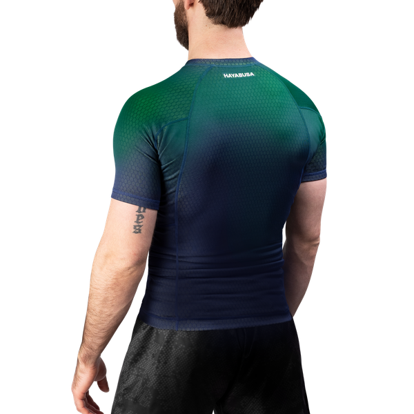 Hayabusa Fusion Short Sleeve Rashguard - Blauw / Groen