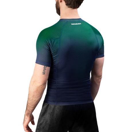 Hayabusa Fusion Short Sleeve Rashguard - Blauw / Groen