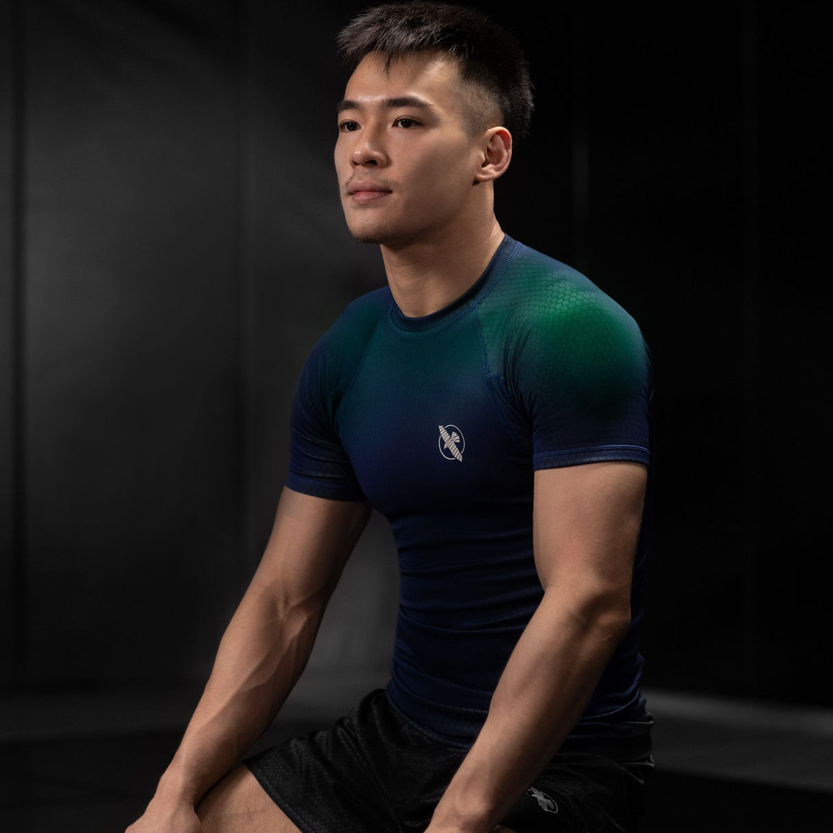 Hayabusa Fusion Short Sleeve Rashguard - Blauw / Groen