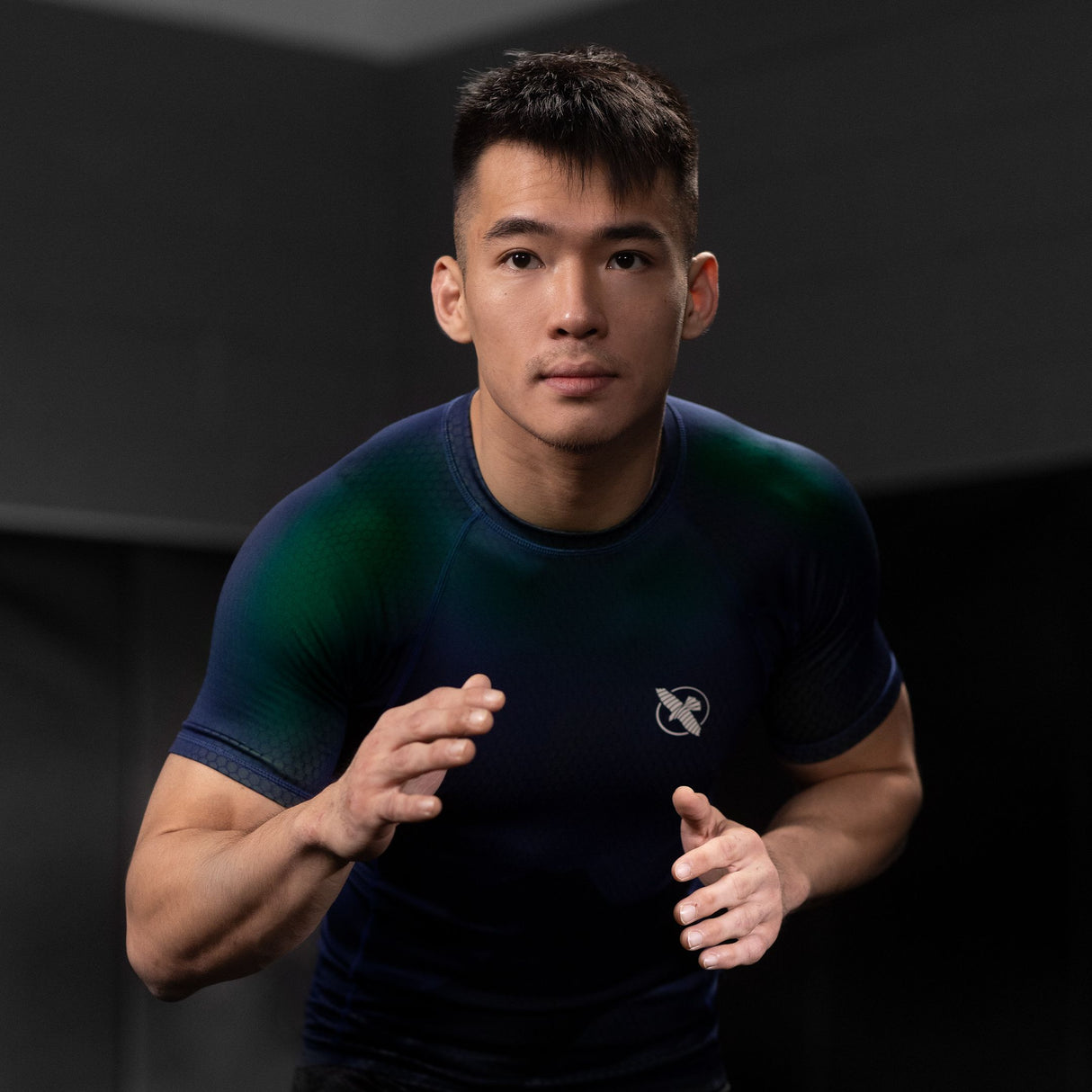 Hayabusa Fusion Short Sleeve Rashguard - Blauw / Groen