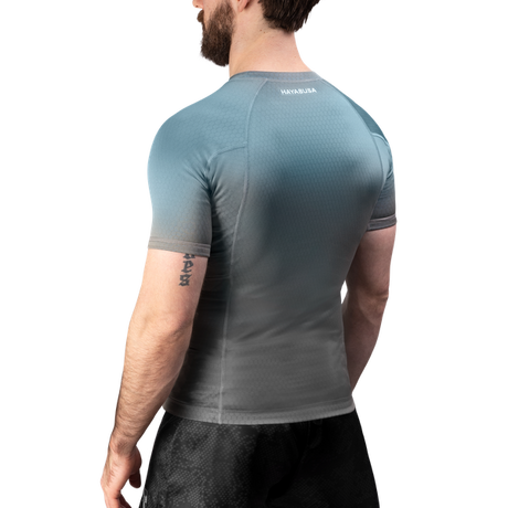 Hayabusa Fusion Short Sleeve Rashguard - Grijs / Aquablauw