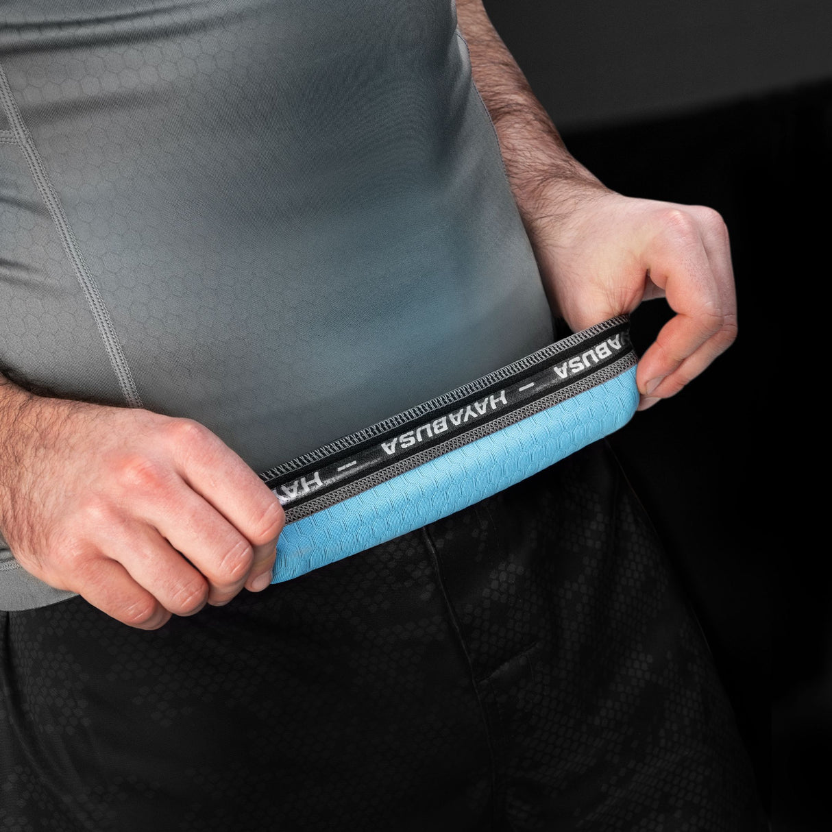 Hayabusa Fusion Short Sleeve Rashguard - Grijs / Aquablauw