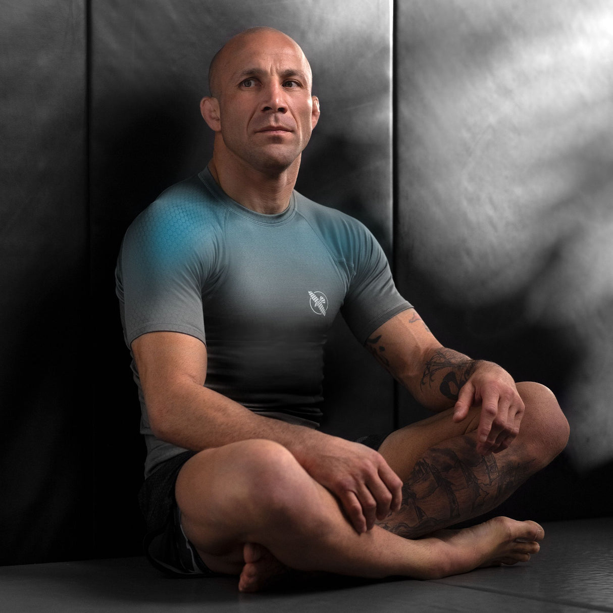Hayabusa Fusion Short Sleeve Rashguard - Grijs / Aquablauw
