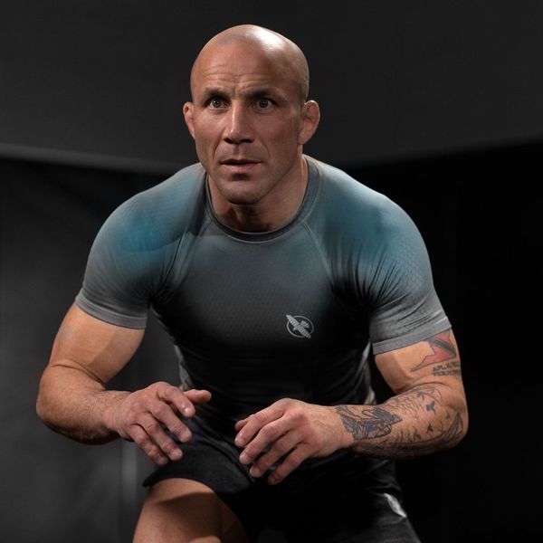 Hayabusa Fusion Short Sleeve Rashguard - Grijs / Aquablauw
