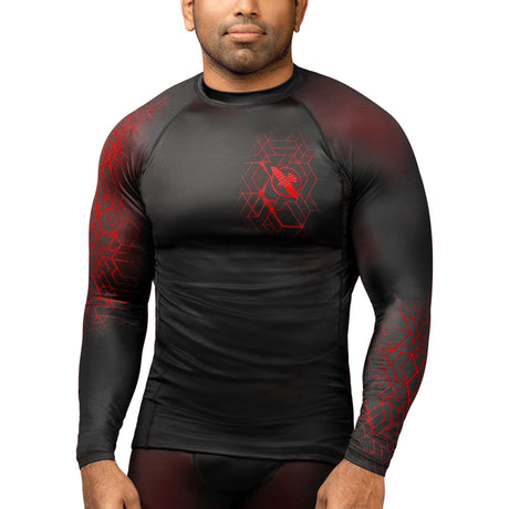 Hayabusa Geo Long Sleeve Rashguard - Zwart / Rood