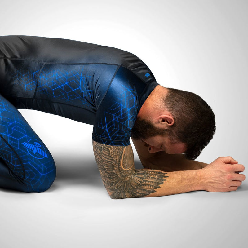 Hayabusa Geo Short Sleeve Rashguard - Zwart / Blauw