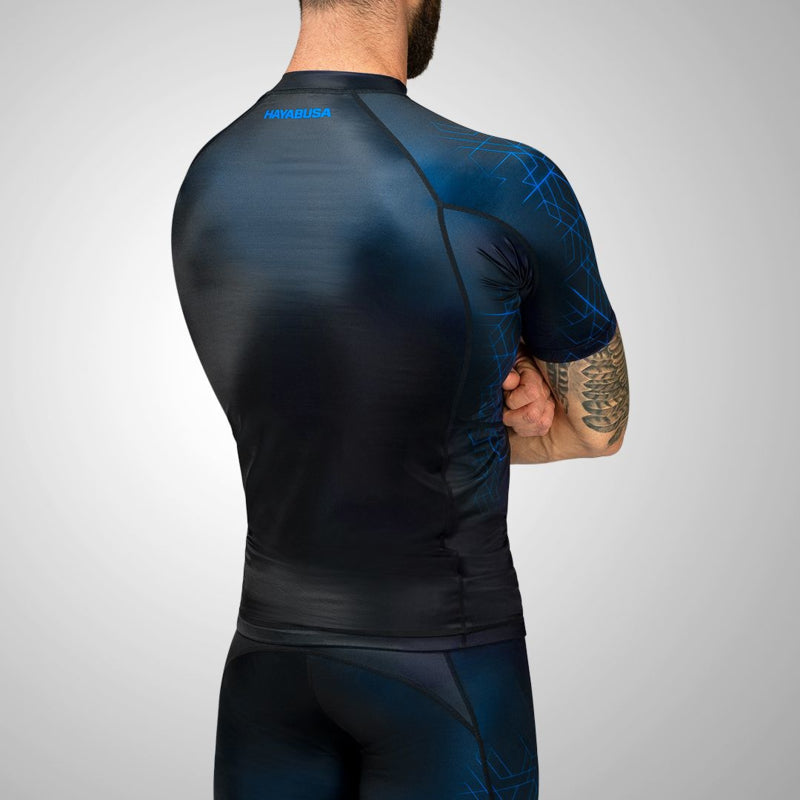 Hayabusa Geo Short Sleeve Rashguard - Zwart / Blauw