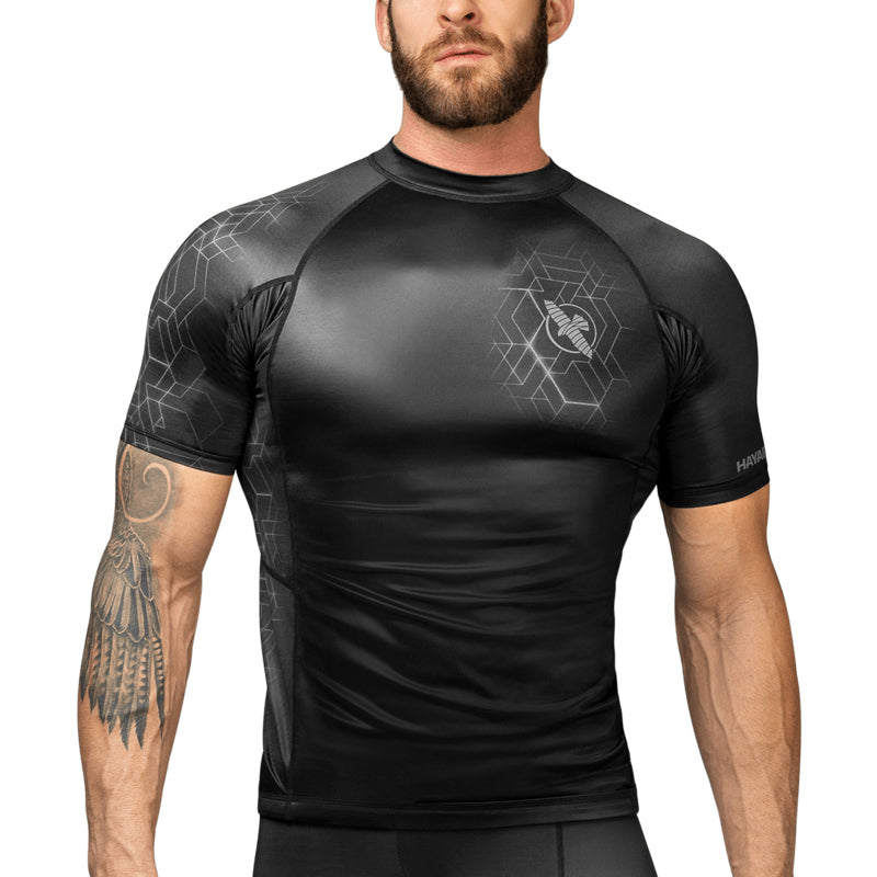 Hayabusa Geo Short Sleeve Rashguard - Zwart / Grijs