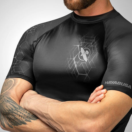 Hayabusa Geo Short Sleeve Rashguard - Zwart / Grijs
