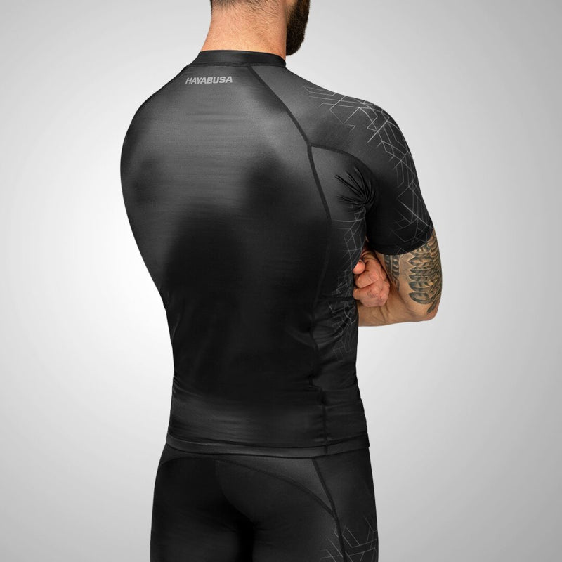 Hayabusa Geo Short Sleeve Rashguard - Zwart / Grijs