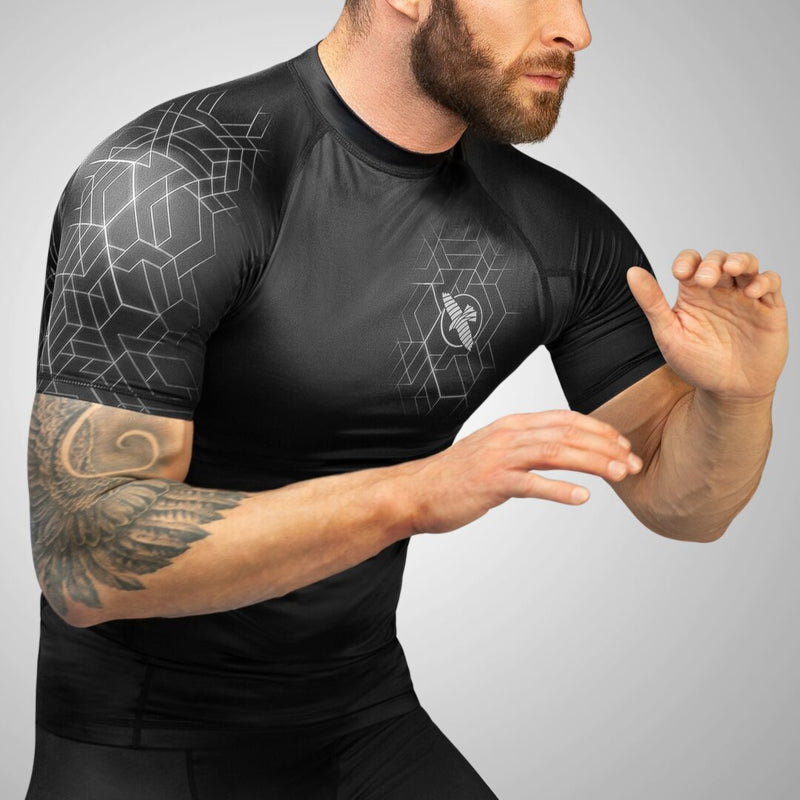 Hayabusa Geo Short Sleeve Rashguard - Zwart / Grijs