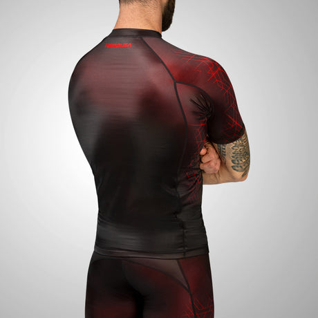 Hayabusa Geo Short Sleeve Rashguard - Zwart / Rood