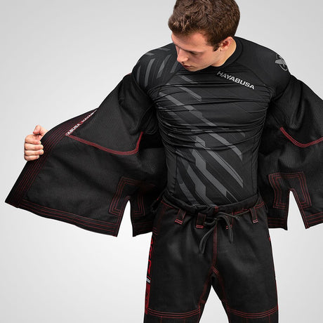 Hayabusa Goorudo 3 Gold Weave Jiu Jitsu Gi - Zwart / Rood