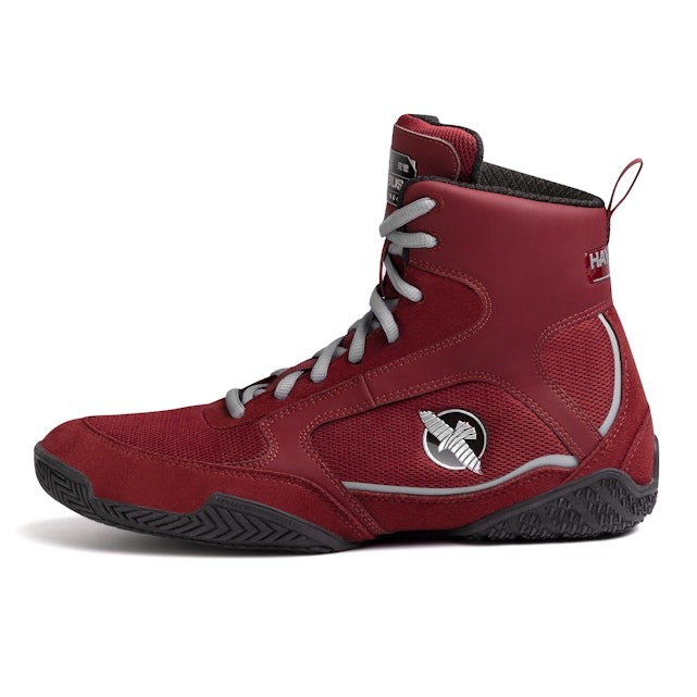 Hayabusa Pro Boxing Shoes - Dark Red/Grey