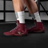 Hayabusa Pro Boxing Shoes - Dark Red/Grey