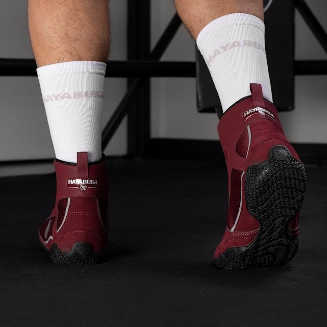 Hayabusa Pro Boxing Shoes - Dark Red/Grey