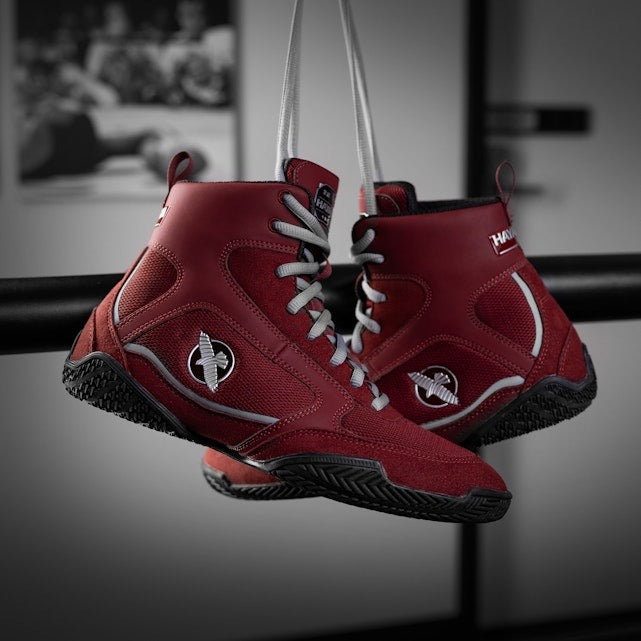 Hayabusa Pro Boxing Shoes - Dark Red/Grey