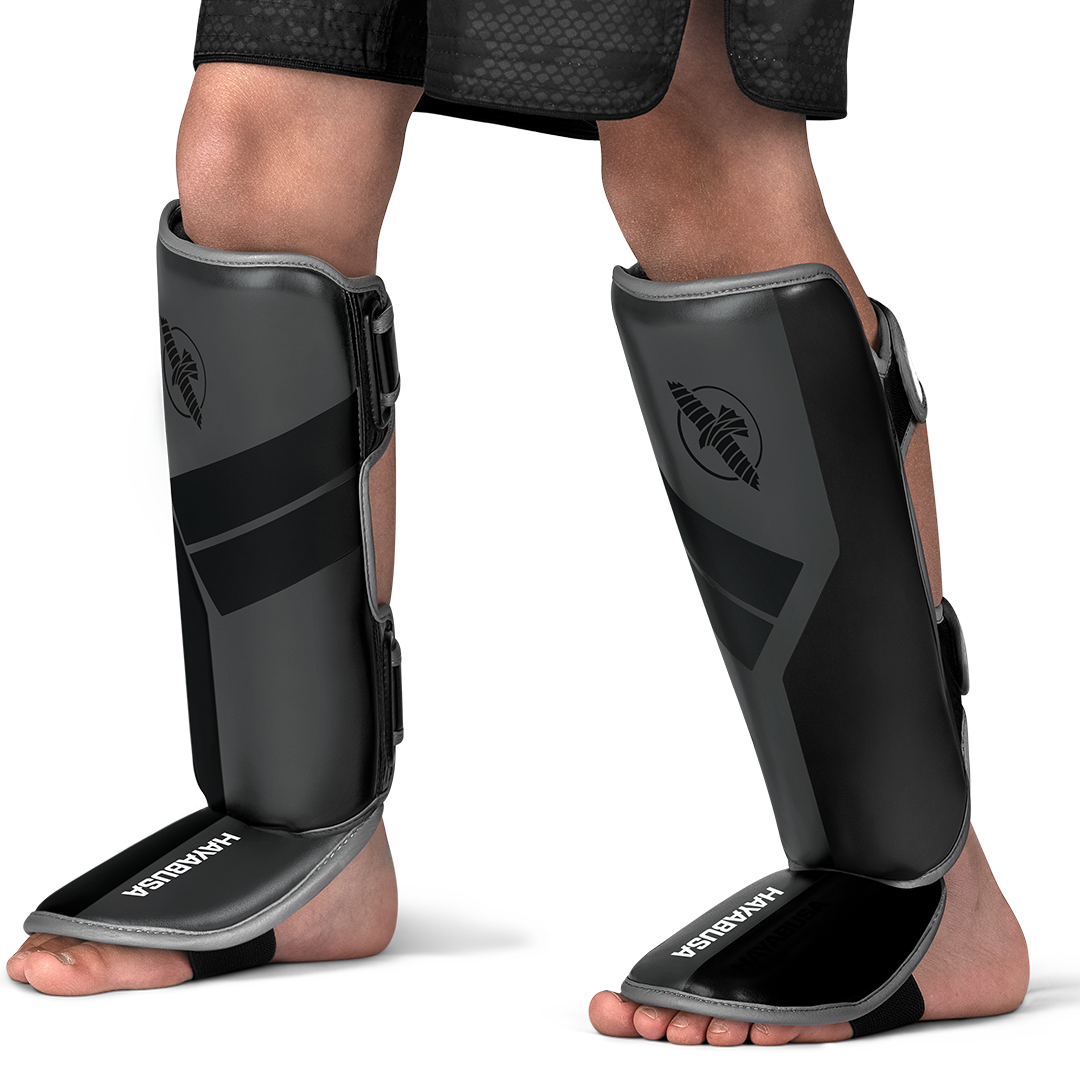 Hayabusa S4 Youth Shin Guards - Charcoal Gray