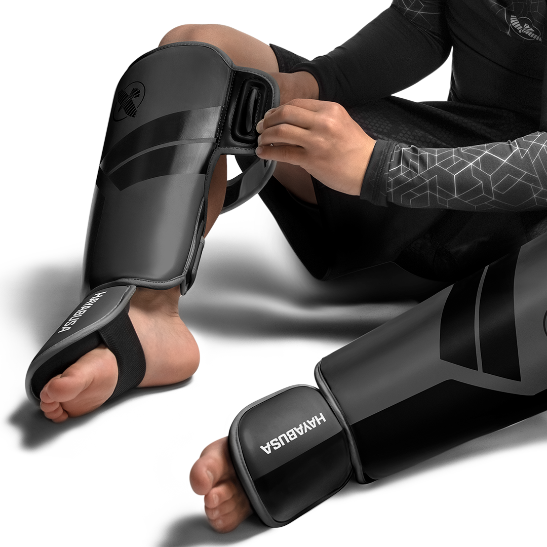 Hayabusa S4 Youth Shin Guards - Charcoal Gray