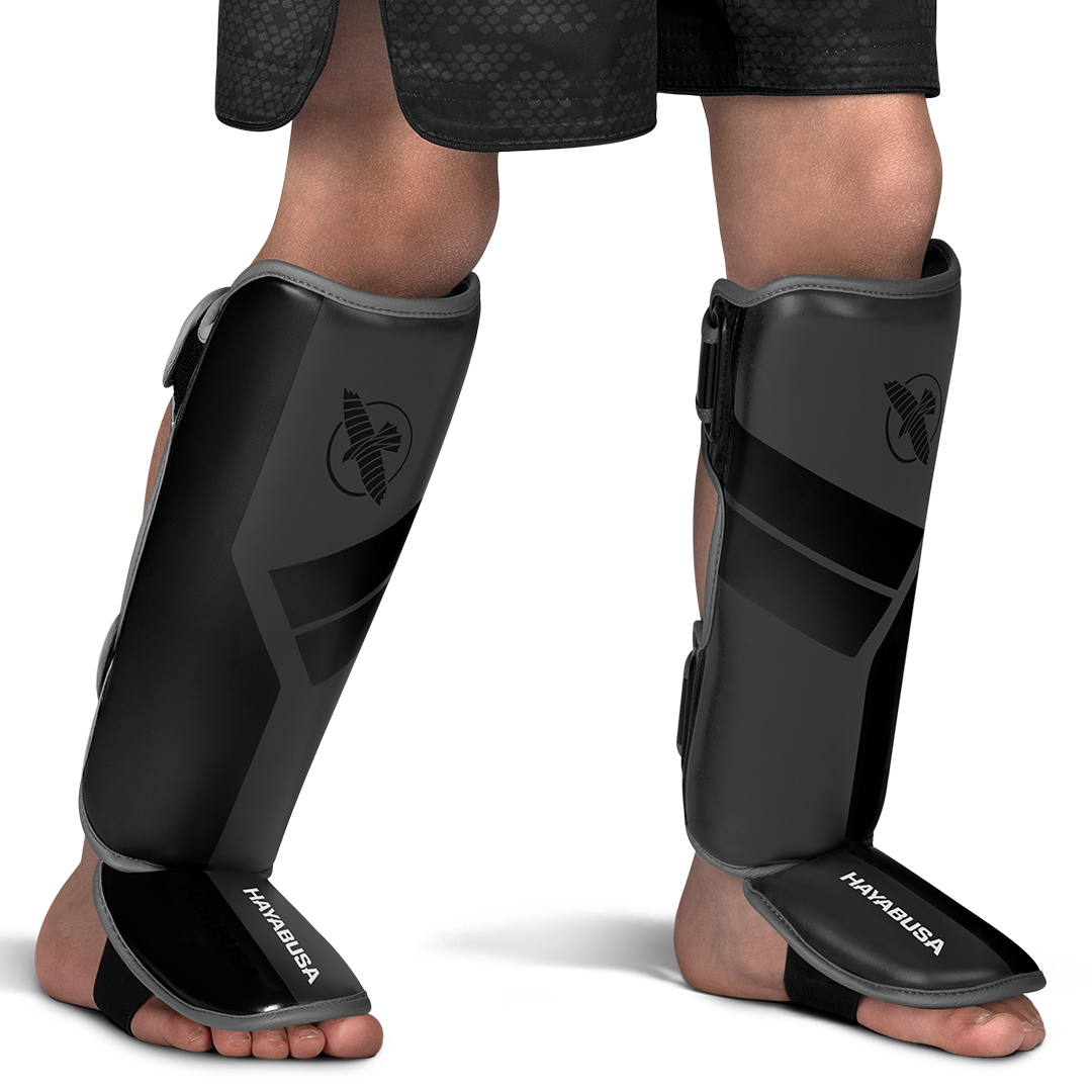 Hayabusa S4 Youth Shin Guards - Charcoal Gray