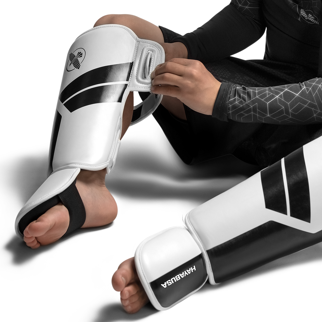 Hayabusa S4 Youth Shin Guards - White