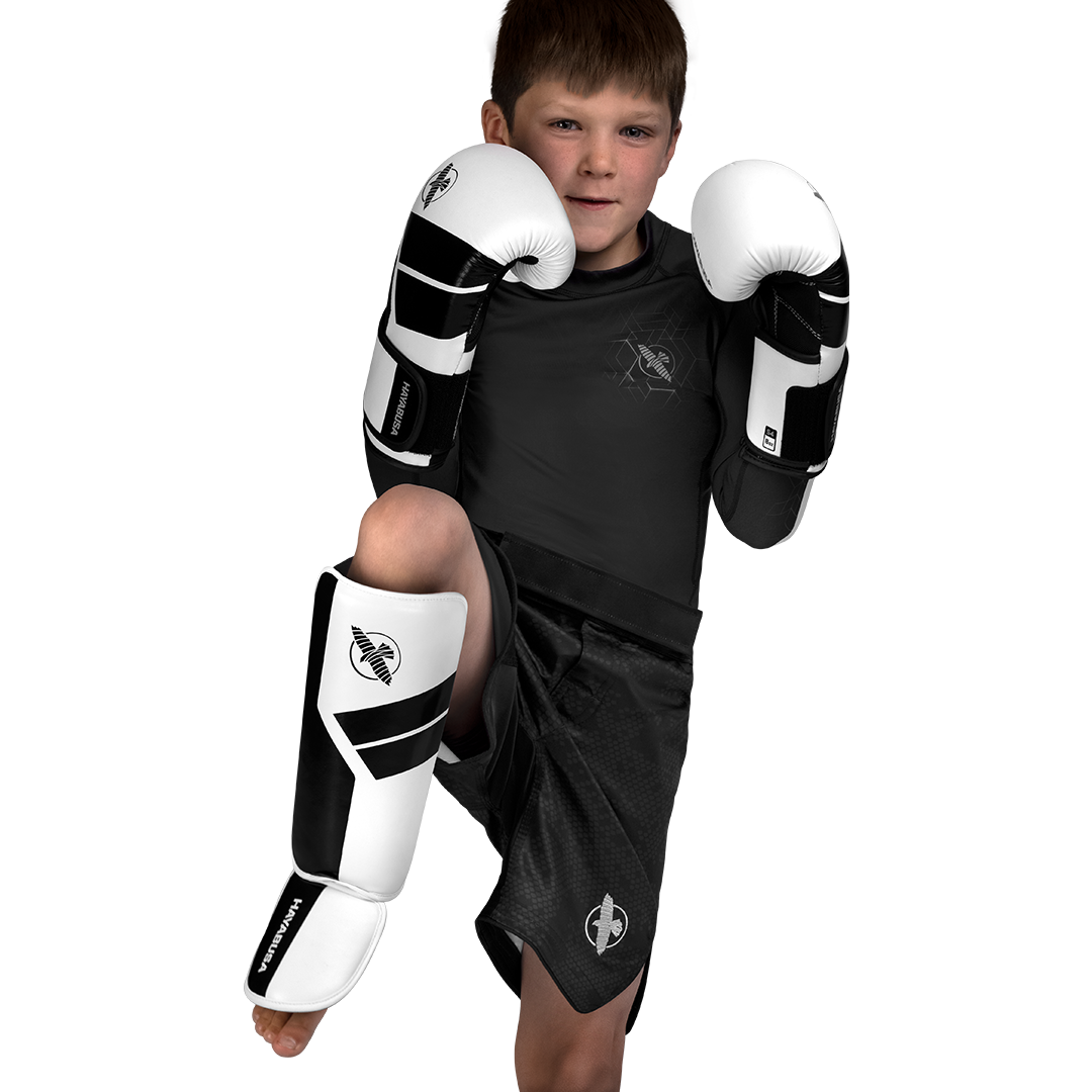 Hayabusa S4 Youth Shin Guards - White