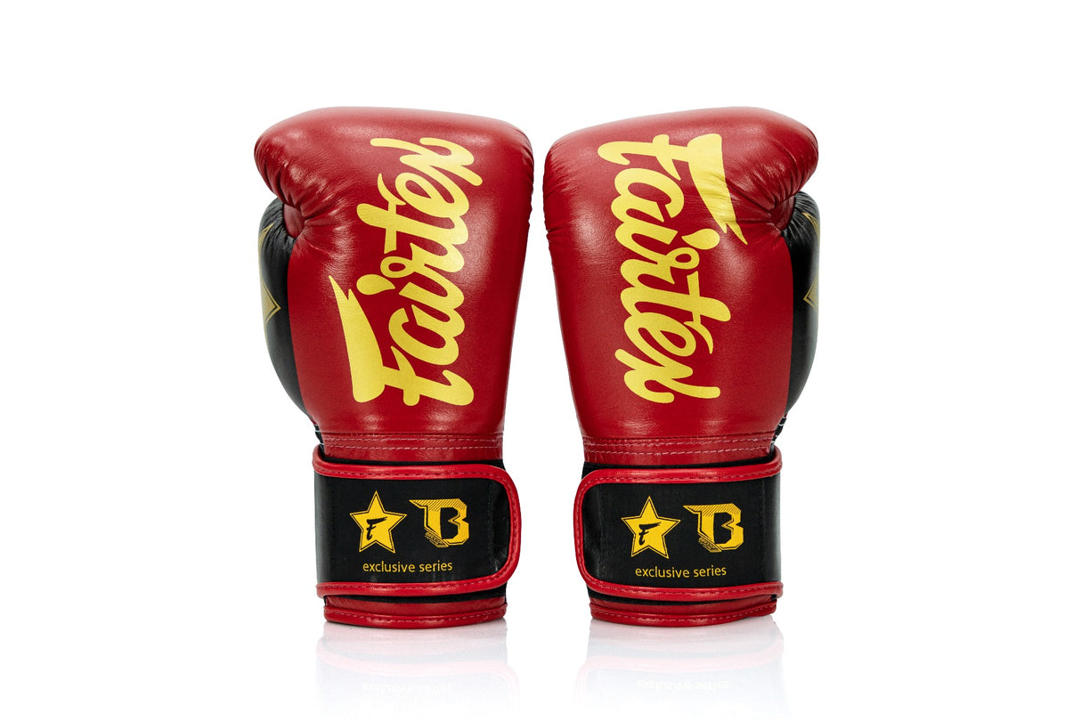 Fairtex X Booster Bokshandschoenen - FXB BG V2 - Echt leer - Rood/Zwart/Goud