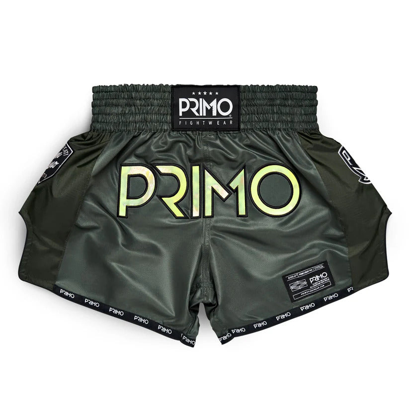 Primo Muay Thai Shorts - Hologram Series - Valor Green - dark green