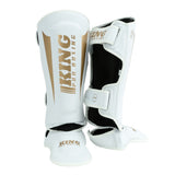 King Pro Boxing Revo 9 Kickboxing Shin Guards - White/Gold