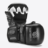 Sanabul Essential 7 oz MMA Hybrid Sparring Gloves - Black, Silver