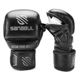 Sanabul Essential 7 oz MMA Hybrid Sparring Gloves - Black, Silver