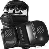 Sanabul Essential 7 oz MMA Hybrid Sparring Gloves - Black, Silver