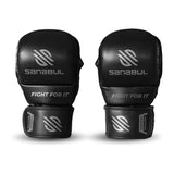 Sanabul Essential 7 oz MMA Hybrid Sparring Gloves - Black, Silver