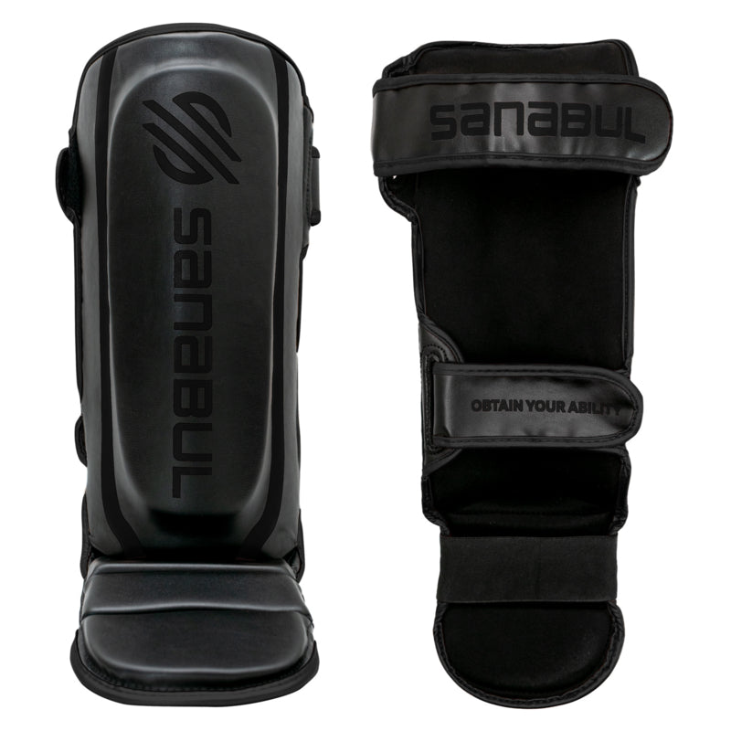 Sanabul Essential Hook and Loop Shin Guards - Black